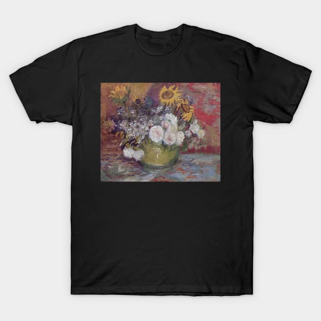 Van Gogh: Bowl with Sunflowers, Roses and Other Flowers T-Shirt by The_Art_Collector